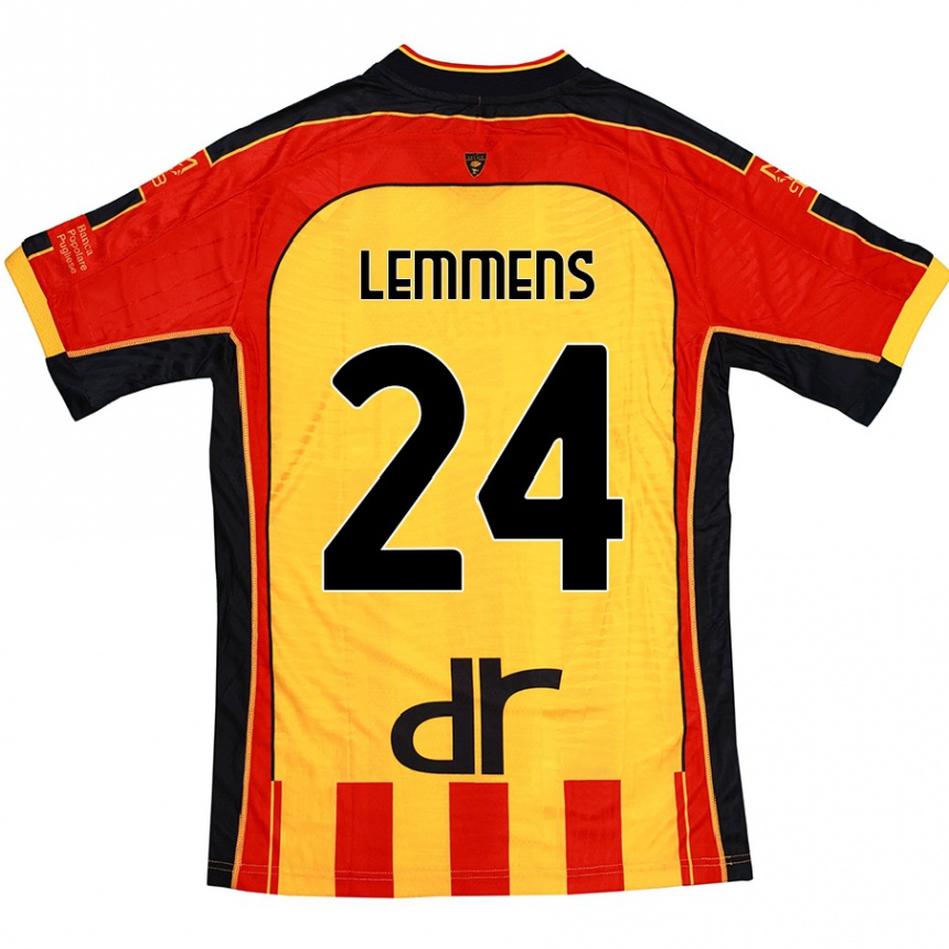 Kinder Fußball Mats Lemmens #24 Gelb Rot Heimtrikot Trikot 2024/25 T-Shirt Luxemburg