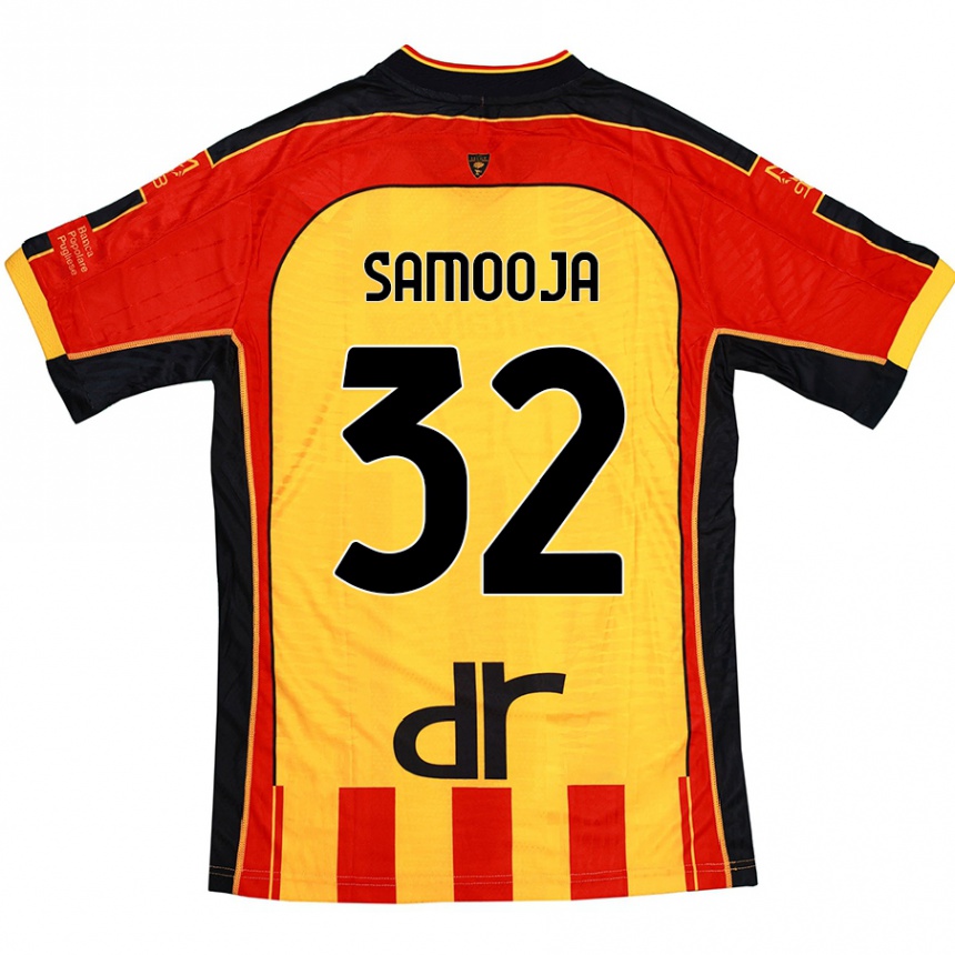 Kinder Fußball Jasper Samooja #32 Gelb Rot Heimtrikot Trikot 2024/25 T-Shirt Luxemburg