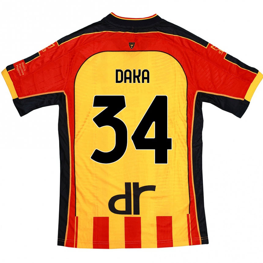 Kinder Fußball Dario Daka #34 Gelb Rot Heimtrikot Trikot 2024/25 T-Shirt Luxemburg