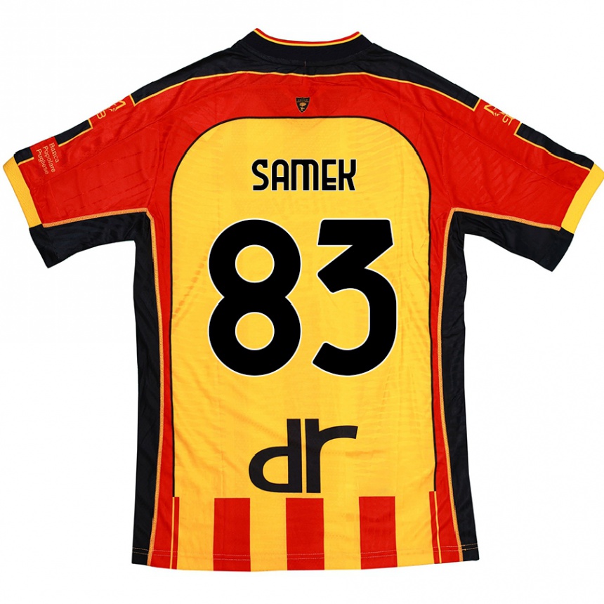 Kinder Fußball Daniel Samek #83 Gelb Rot Heimtrikot Trikot 2024/25 T-Shirt Luxemburg