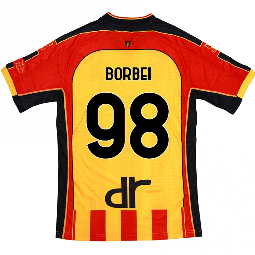 Kinder Fußball Alexandru Borbei #98 Gelb Rot Heimtrikot Trikot 2024/25 T-Shirt Luxemburg