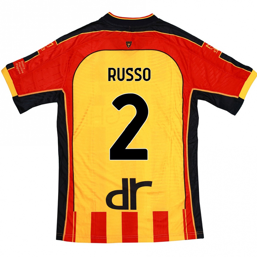 Kinder Fußball Luca Russo #2 Gelb Rot Heimtrikot Trikot 2024/25 T-Shirt Luxemburg