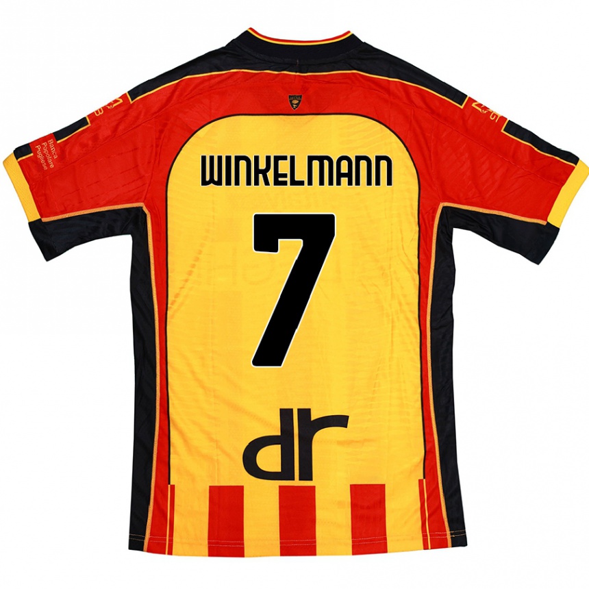 Kinder Fußball Till Winkelmann #7 Gelb Rot Heimtrikot Trikot 2024/25 T-Shirt Luxemburg