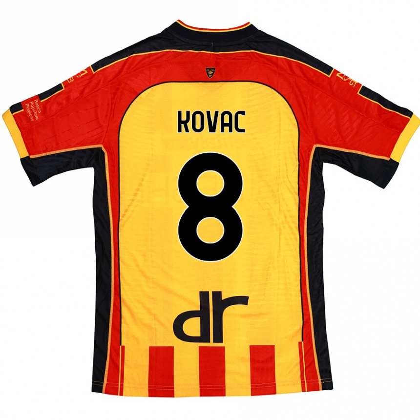 Kinder Fußball Niko Kovac #8 Gelb Rot Heimtrikot Trikot 2024/25 T-Shirt Luxemburg