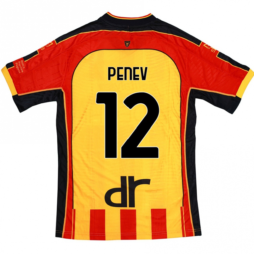 Kinder Fußball Plamen Penev #12 Gelb Rot Heimtrikot Trikot 2024/25 T-Shirt Luxemburg