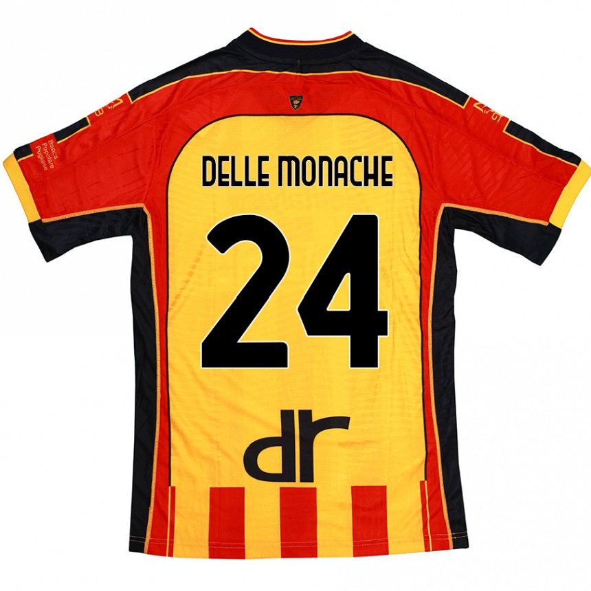 Kinder Fußball Marco Delle Monache #24 Gelb Rot Heimtrikot Trikot 2024/25 T-Shirt Luxemburg