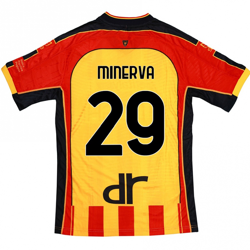 Kinder Fußball Francesco Minerva #29 Gelb Rot Heimtrikot Trikot 2024/25 T-Shirt Luxemburg