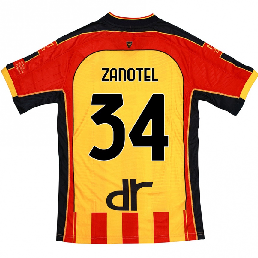 Kinder Fußball Giovanni Zanotel #34 Gelb Rot Heimtrikot Trikot 2024/25 T-Shirt Luxemburg