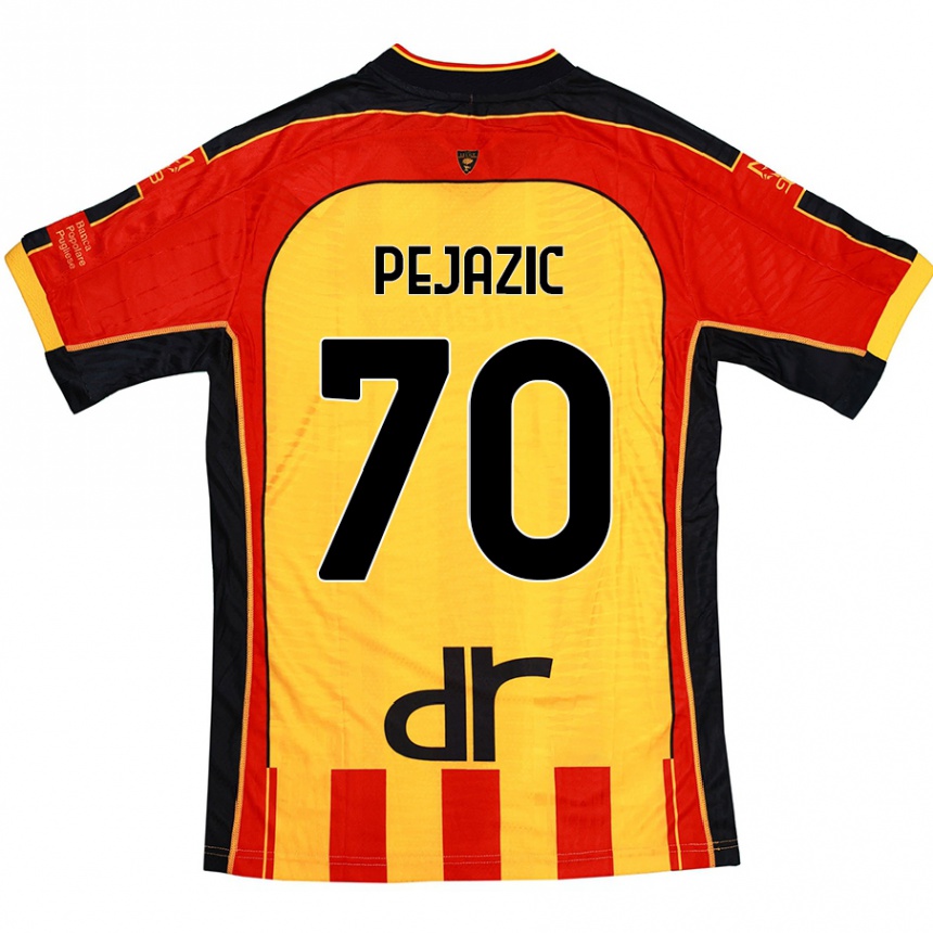 Kinder Fußball Mario Pejazic #70 Gelb Rot Heimtrikot Trikot 2024/25 T-Shirt Luxemburg