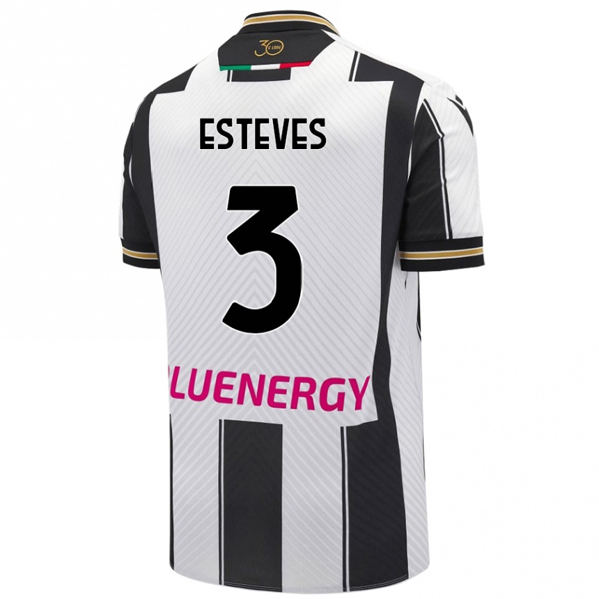 Kinder Fußball Gonçalo Esteves #3 Weiß Schwarz Heimtrikot Trikot 2024/25 T-Shirt Luxemburg