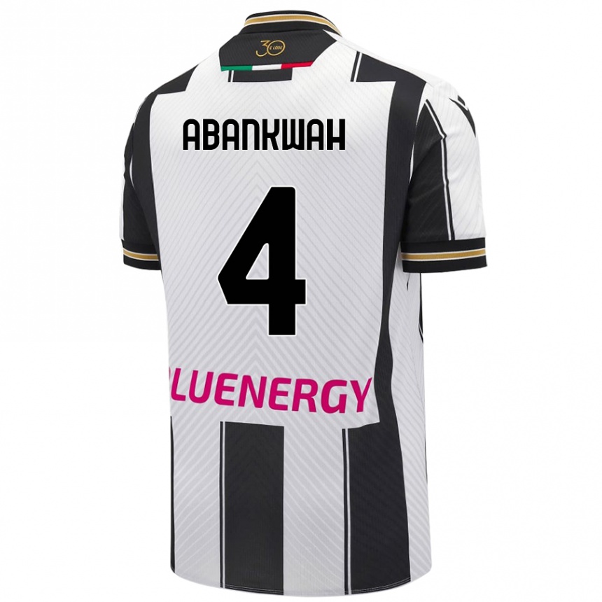 Kinder Fußball James Abankwah #4 Weiß Schwarz Heimtrikot Trikot 2024/25 T-Shirt Luxemburg