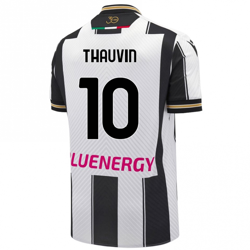 Kinder Fußball Florian Thauvin #10 Weiß Schwarz Heimtrikot Trikot 2024/25 T-Shirt Luxemburg