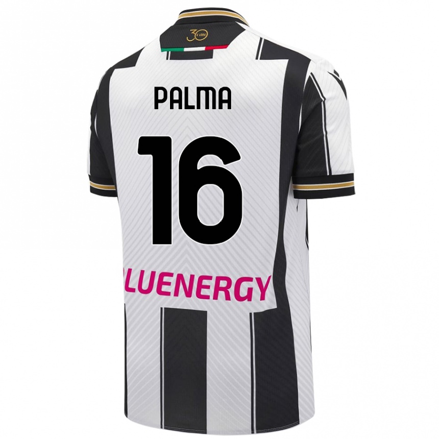 Kinder Fußball Matteo Palma #16 Weiß Schwarz Heimtrikot Trikot 2024/25 T-Shirt Luxemburg