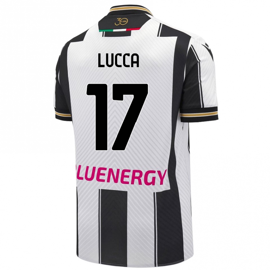 Kinder Fußball Lorenzo Lucca #17 Weiß Schwarz Heimtrikot Trikot 2024/25 T-Shirt Luxemburg