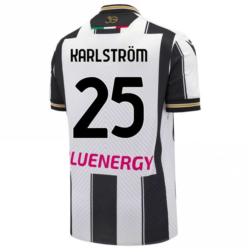 Kinder Fußball Jesper Karlström #25 Weiß Schwarz Heimtrikot Trikot 2024/25 T-Shirt Luxemburg