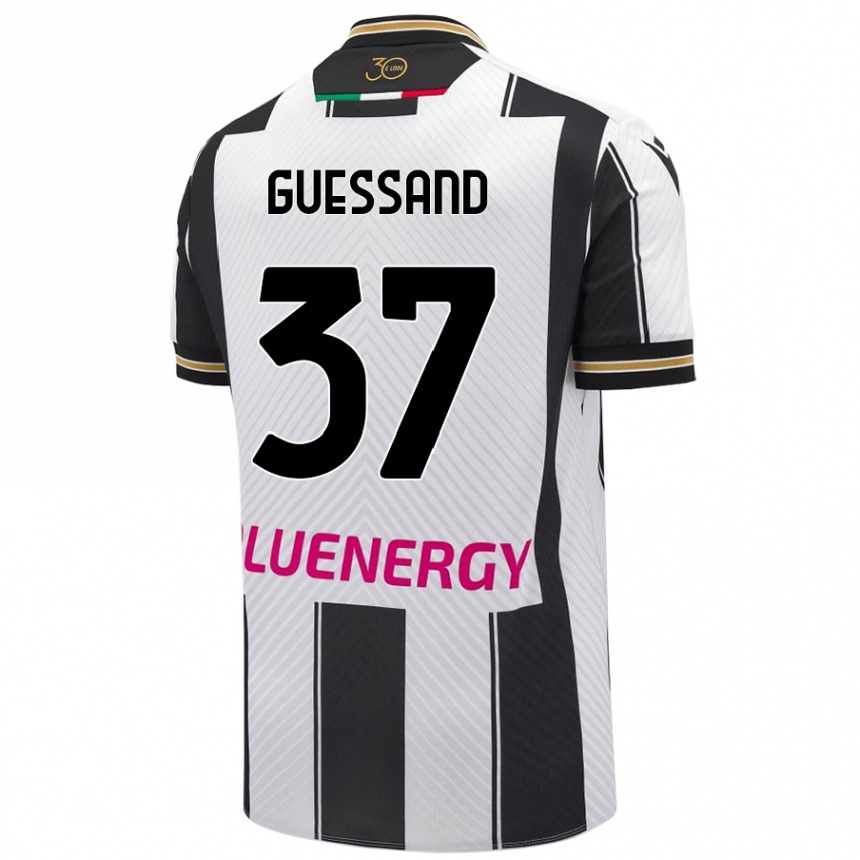 Kinder Fußball Axel Guessand #37 Weiß Schwarz Heimtrikot Trikot 2024/25 T-Shirt Luxemburg