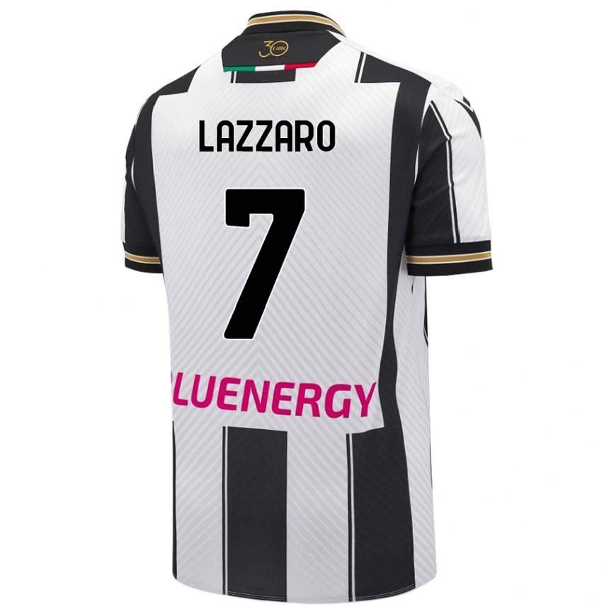 Kinder Fußball Davide Lazzaro #7 Weiß Schwarz Heimtrikot Trikot 2024/25 T-Shirt Luxemburg