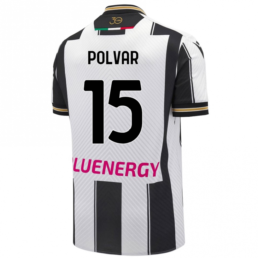 Kinder Fußball Francesco Polvar #15 Weiß Schwarz Heimtrikot Trikot 2024/25 T-Shirt Luxemburg