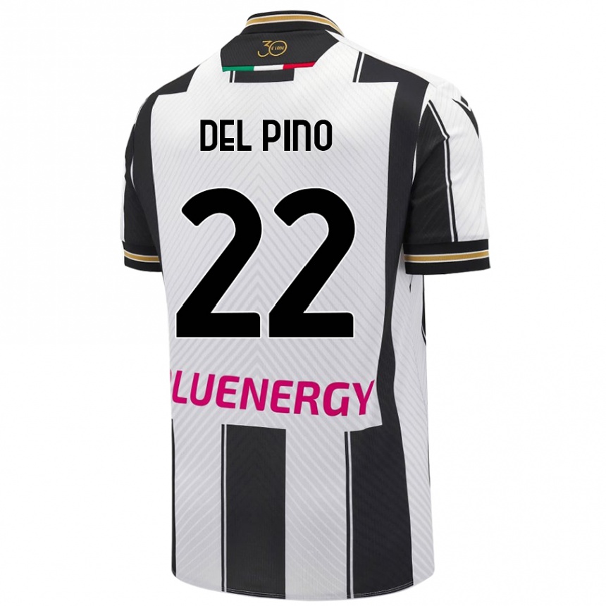 Kinder Fußball Lorenzo Del Pino #22 Weiß Schwarz Heimtrikot Trikot 2024/25 T-Shirt Luxemburg