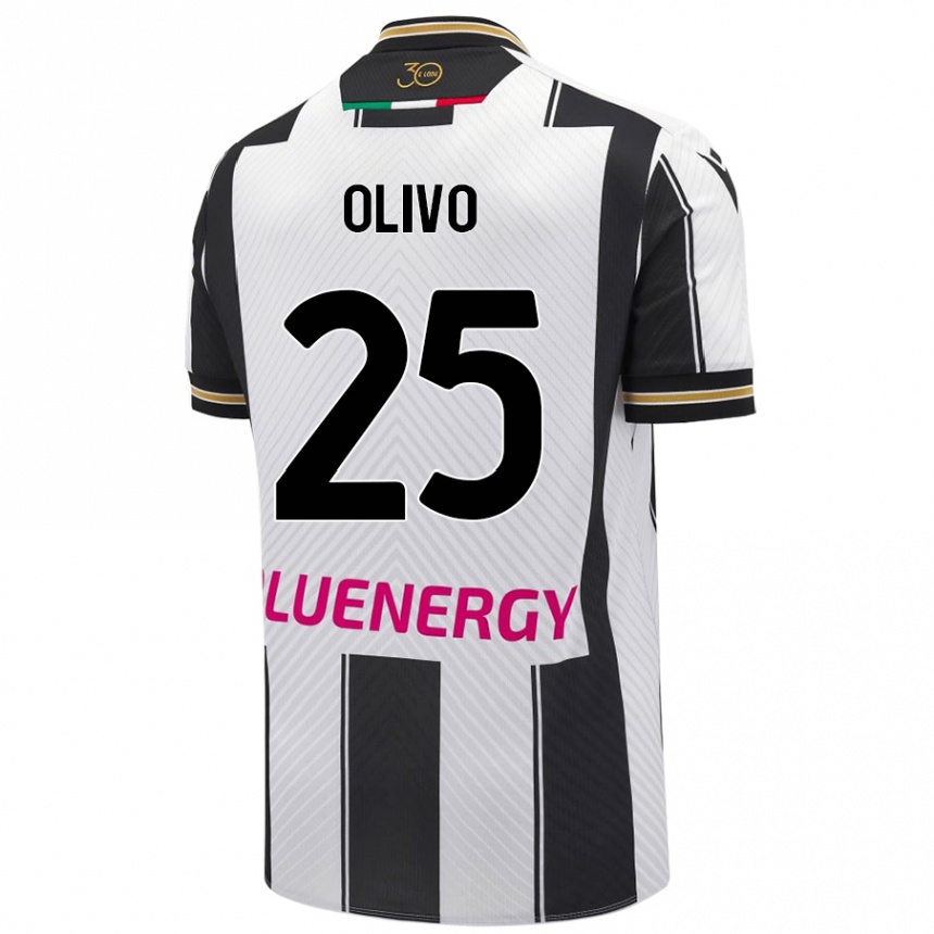 Kinder Fußball Gioele Olivo #25 Weiß Schwarz Heimtrikot Trikot 2024/25 T-Shirt Luxemburg