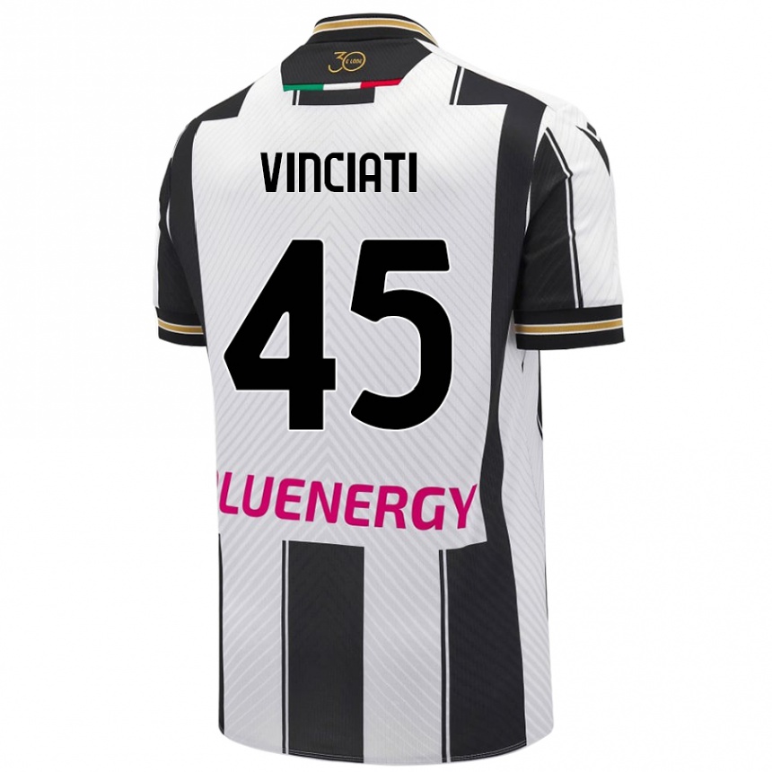 Kinder Fußball Giulio Vinciati #45 Weiß Schwarz Heimtrikot Trikot 2024/25 T-Shirt Luxemburg