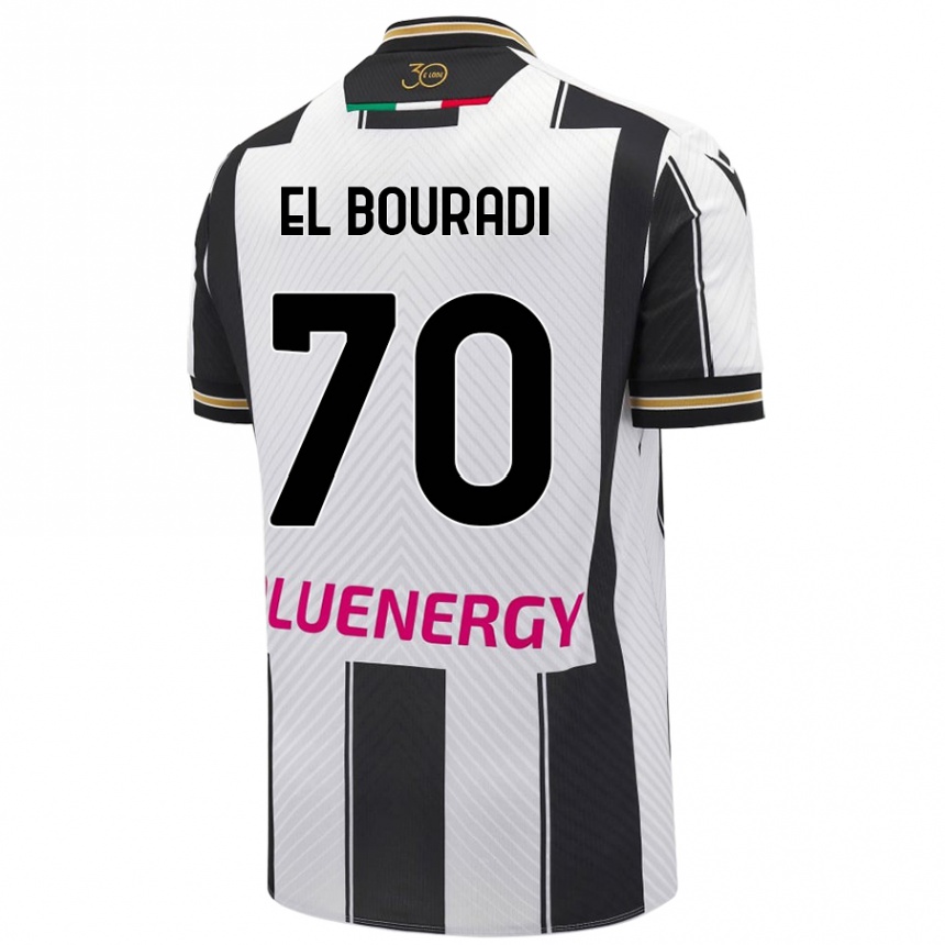 Kinder Fußball Walid El Bouradi #70 Weiß Schwarz Heimtrikot Trikot 2024/25 T-Shirt Luxemburg