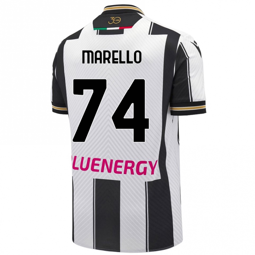 Kinder Fußball Mattia Marello #74 Weiß Schwarz Heimtrikot Trikot 2024/25 T-Shirt Luxemburg