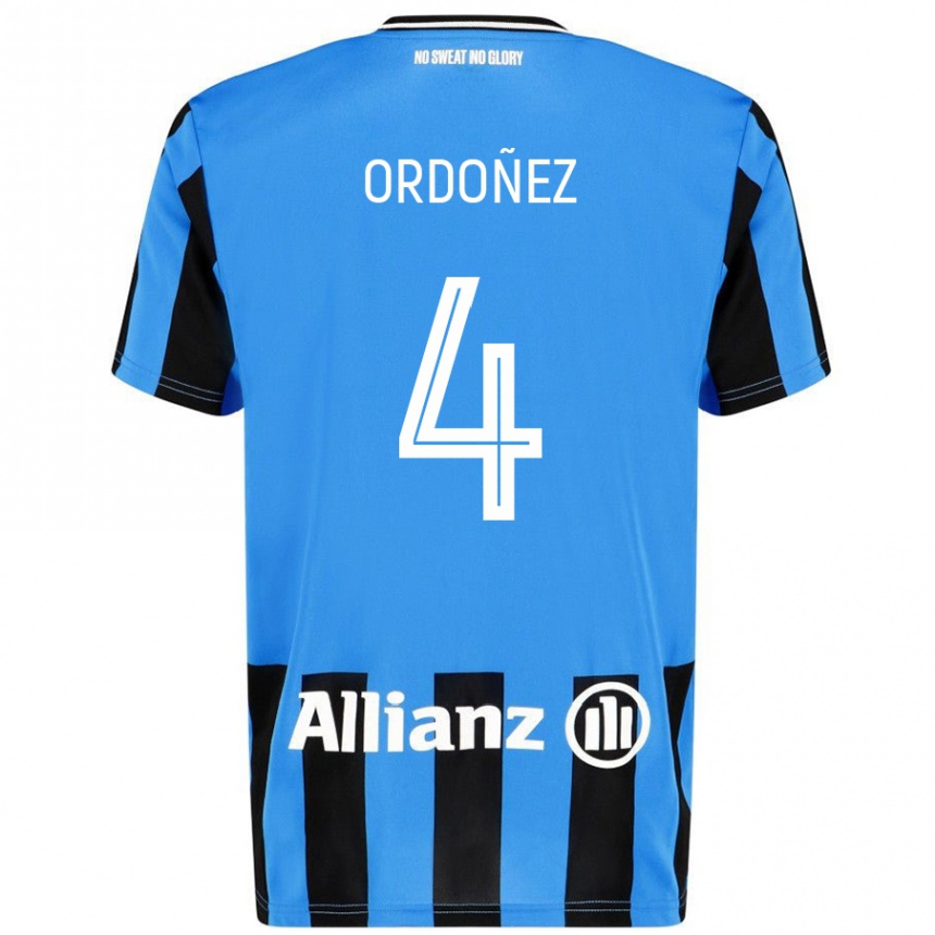 Kinder Fußball Joel Ordóñez #4 Himmelblau Schwarz Heimtrikot Trikot 2024/25 T-Shirt Luxemburg