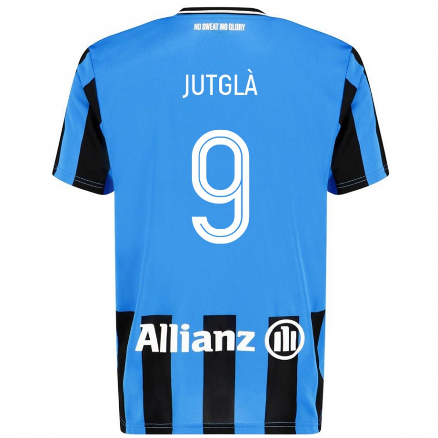 Kinder Fußball Ferran Jutglà #9 Himmelblau Schwarz Heimtrikot Trikot 2024/25 T-Shirt Luxemburg