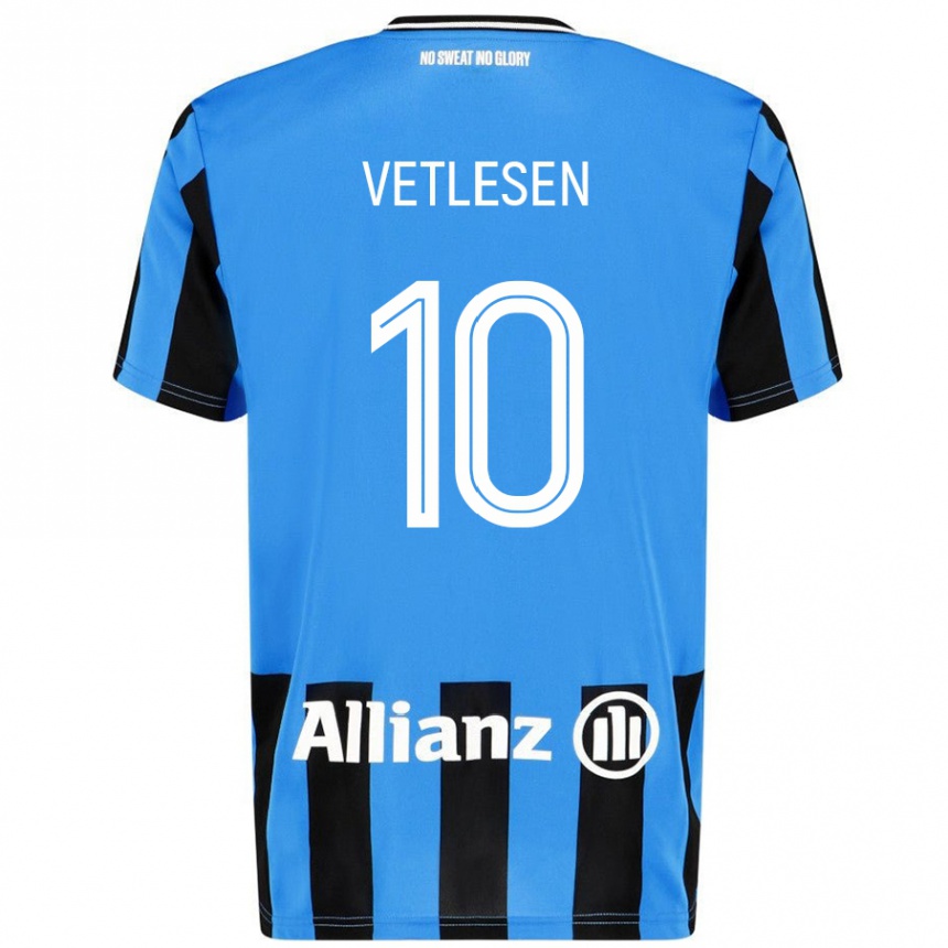 Kinder Fußball Hugo Vetlesen #10 Himmelblau Schwarz Heimtrikot Trikot 2024/25 T-Shirt Luxemburg