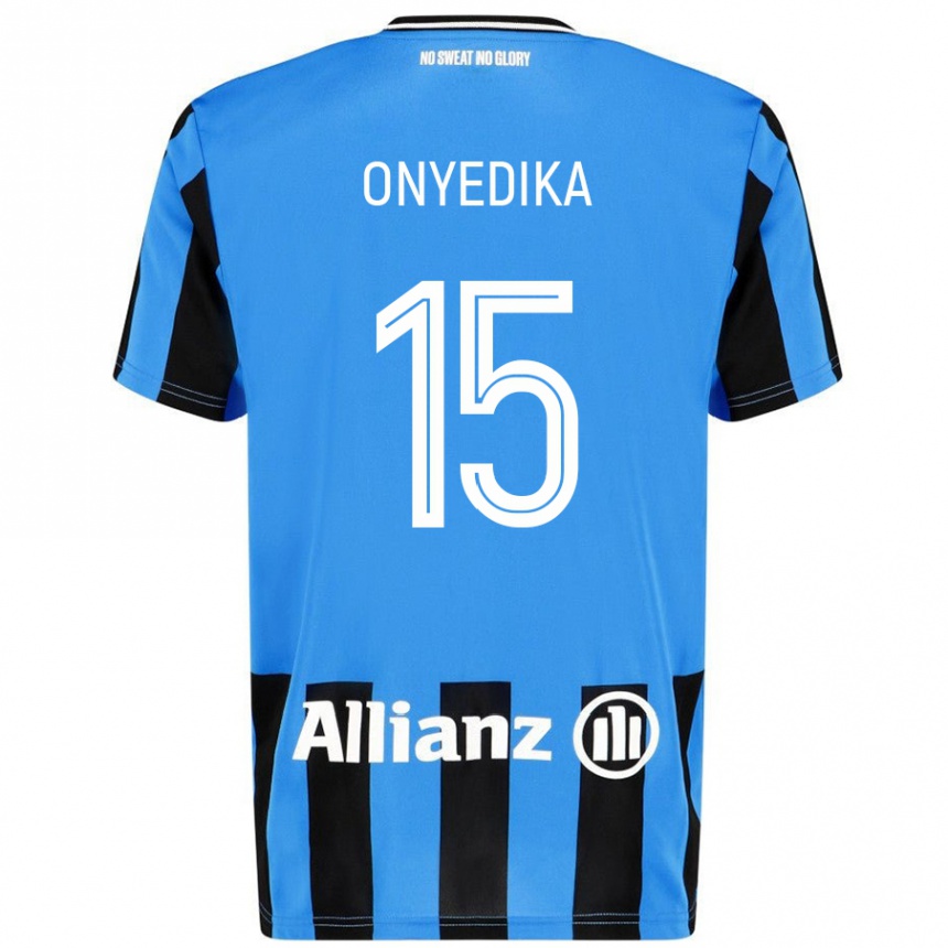 Kinder Fußball Raphael Onyedika #15 Himmelblau Schwarz Heimtrikot Trikot 2024/25 T-Shirt Luxemburg