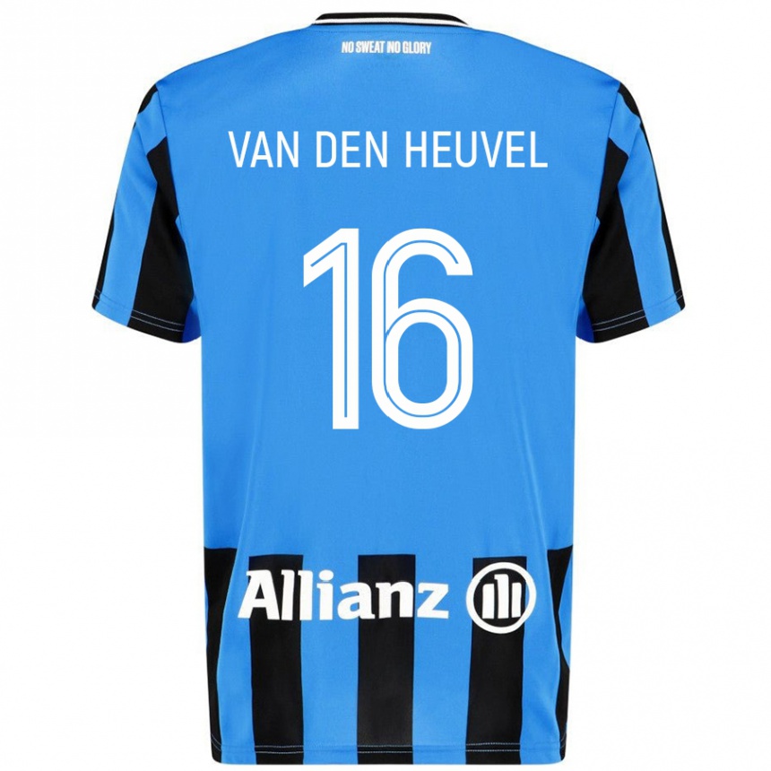 Kinder Fußball Dani Van Den Heuvel #16 Himmelblau Schwarz Heimtrikot Trikot 2024/25 T-Shirt Luxemburg