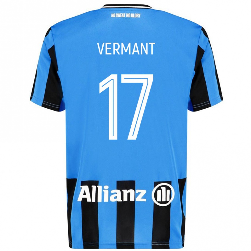 Kinder Fußball Romeo Vermant #17 Himmelblau Schwarz Heimtrikot Trikot 2024/25 T-Shirt Luxemburg