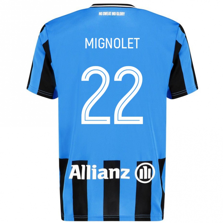 Kinder Fußball Simon Mignolet #22 Himmelblau Schwarz Heimtrikot Trikot 2024/25 T-Shirt Luxemburg