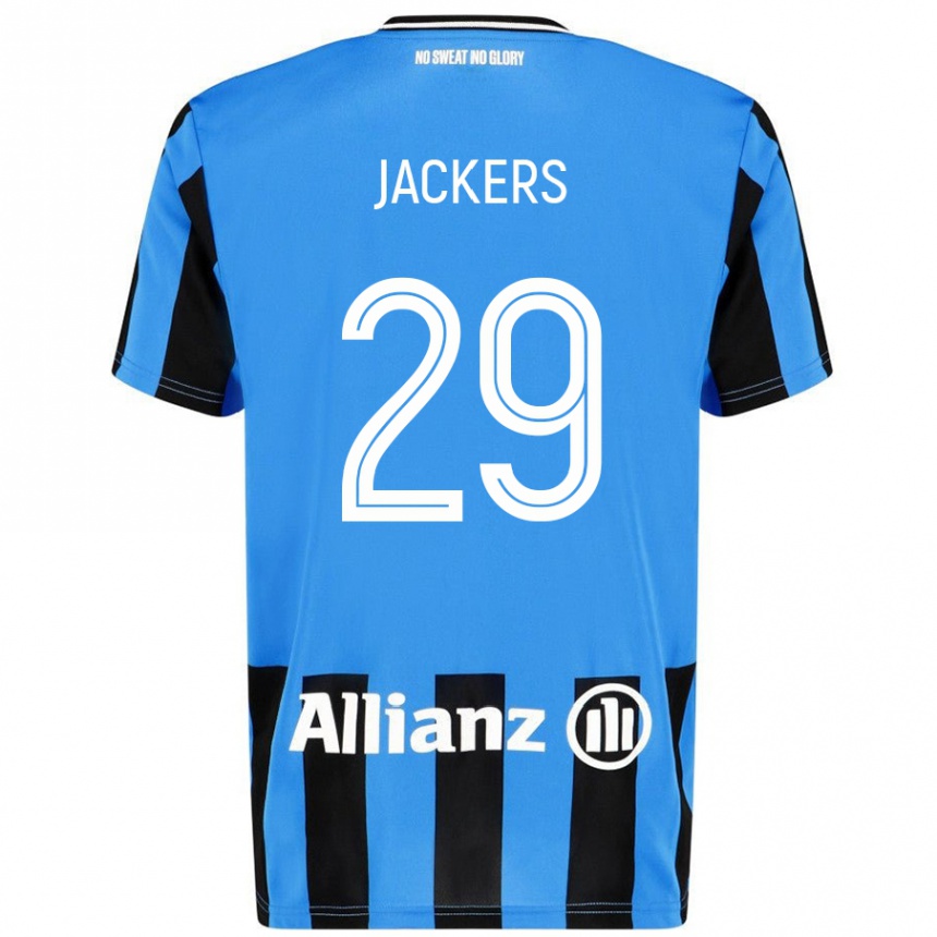 Kinder Fußball Nordin Jackers #29 Himmelblau Schwarz Heimtrikot Trikot 2024/25 T-Shirt Luxemburg