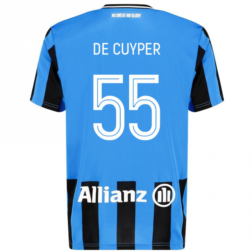 Kinder Fußball Maxim De Cuyper #55 Himmelblau Schwarz Heimtrikot Trikot 2024/25 T-Shirt Luxemburg