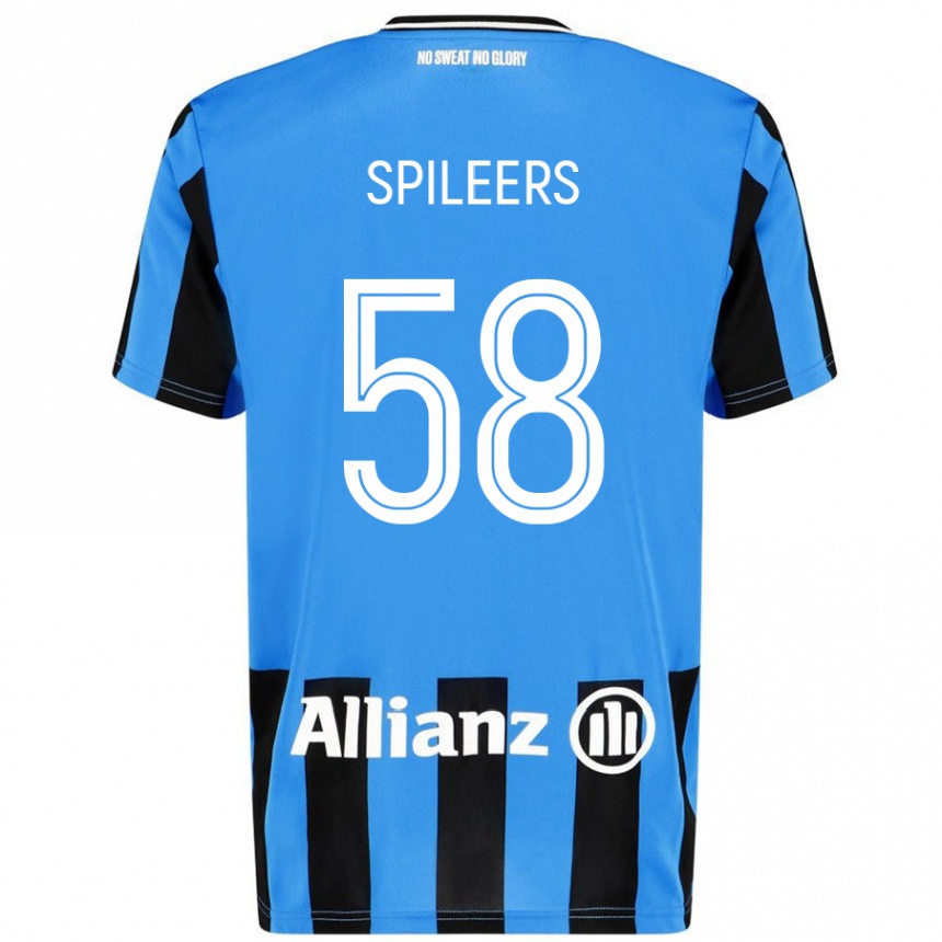 Kinder Fußball Jorne Spileers #58 Himmelblau Schwarz Heimtrikot Trikot 2024/25 T-Shirt Luxemburg