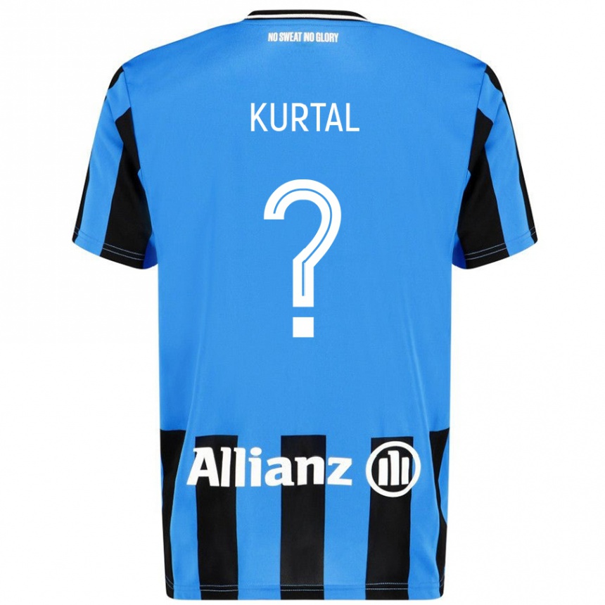 Kinder Fußball Utku Kurtal #0 Himmelblau Schwarz Heimtrikot Trikot 2024/25 T-Shirt Luxemburg