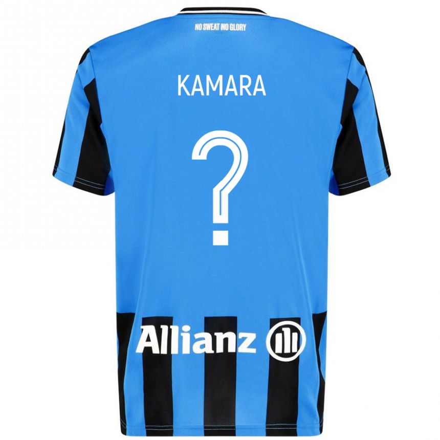 Kinder Fußball Al-Hassan Kamara #0 Himmelblau Schwarz Heimtrikot Trikot 2024/25 T-Shirt Luxemburg