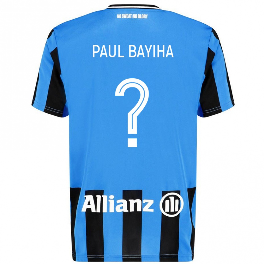 Kinder Fußball Jean Paul Bayiha #0 Himmelblau Schwarz Heimtrikot Trikot 2024/25 T-Shirt Luxemburg