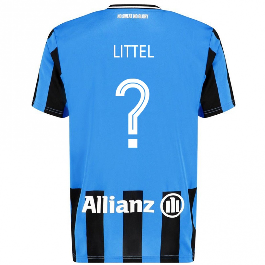 Kinder Fußball Amy Littel #0 Himmelblau Schwarz Heimtrikot Trikot 2024/25 T-Shirt Luxemburg