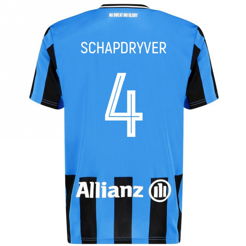 Kinder Fußball Emely Schapdryver #4 Himmelblau Schwarz Heimtrikot Trikot 2024/25 T-Shirt Luxemburg