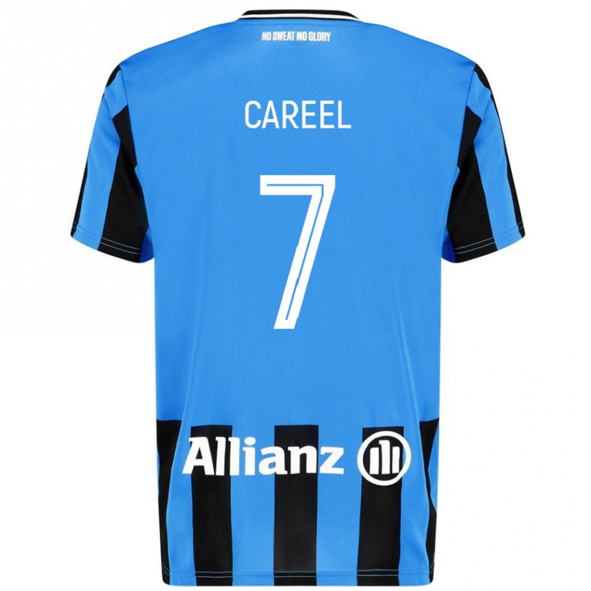 Kinder Fußball Oona Careel #7 Himmelblau Schwarz Heimtrikot Trikot 2024/25 T-Shirt Luxemburg