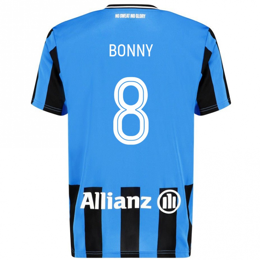 Kinder Fußball Chionne Bonny #8 Himmelblau Schwarz Heimtrikot Trikot 2024/25 T-Shirt Luxemburg