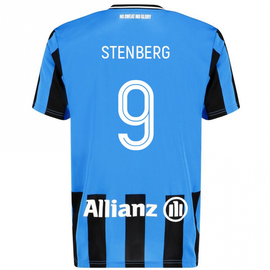 Kinder Fußball Hanna Stenberg #9 Himmelblau Schwarz Heimtrikot Trikot 2024/25 T-Shirt Luxemburg