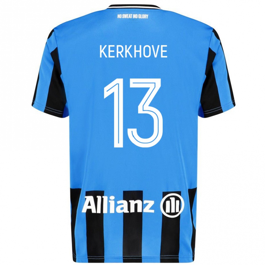 Kinder Fußball Angel Kerkhove #13 Himmelblau Schwarz Heimtrikot Trikot 2024/25 T-Shirt Luxemburg