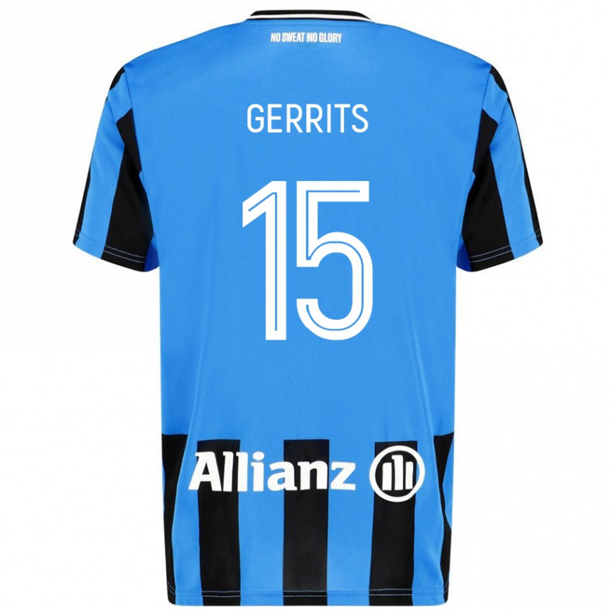 Kinder Fußball Melanie Gerrits #15 Himmelblau Schwarz Heimtrikot Trikot 2024/25 T-Shirt Luxemburg