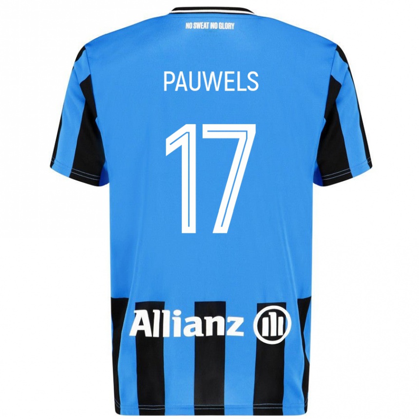 Kinder Fußball Fleur Pauwels #17 Himmelblau Schwarz Heimtrikot Trikot 2024/25 T-Shirt Luxemburg