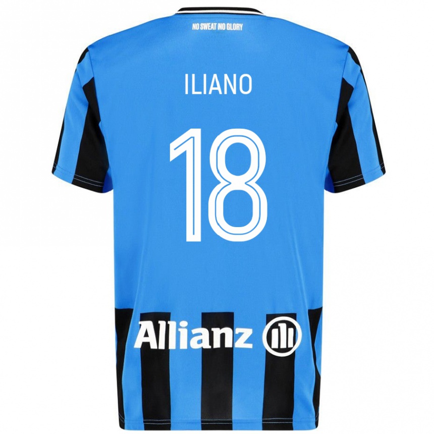 Kinder Fußball Isabelle Iliano #18 Himmelblau Schwarz Heimtrikot Trikot 2024/25 T-Shirt Luxemburg