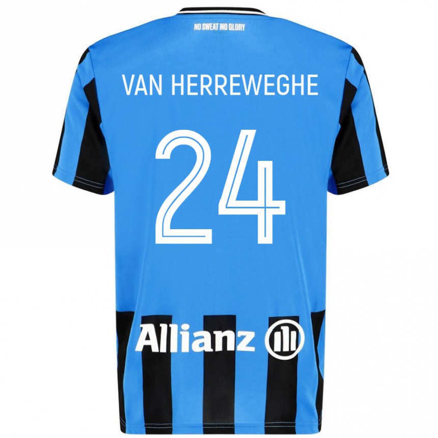 Kinder Fußball Febe Van Herreweghe #24 Himmelblau Schwarz Heimtrikot Trikot 2024/25 T-Shirt Luxemburg